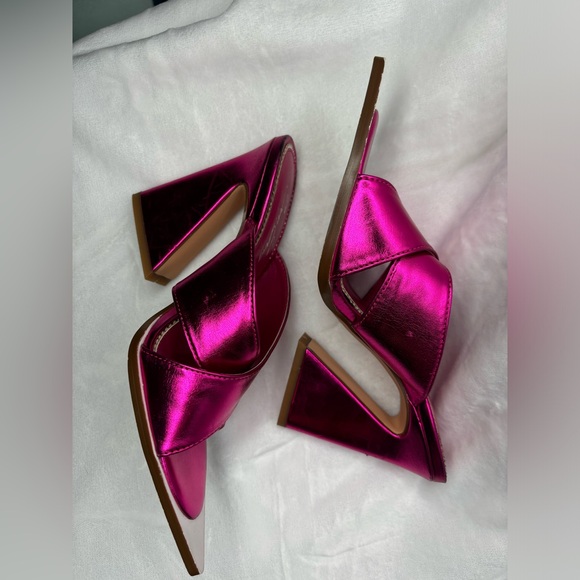 Sun Gurg Women's High Chunky Heel Sandals Open Pointed Toe Sz 6.5 - Picture 5 of 7